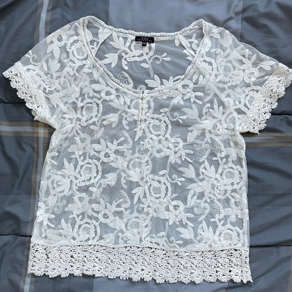 Elegant White Lace Top